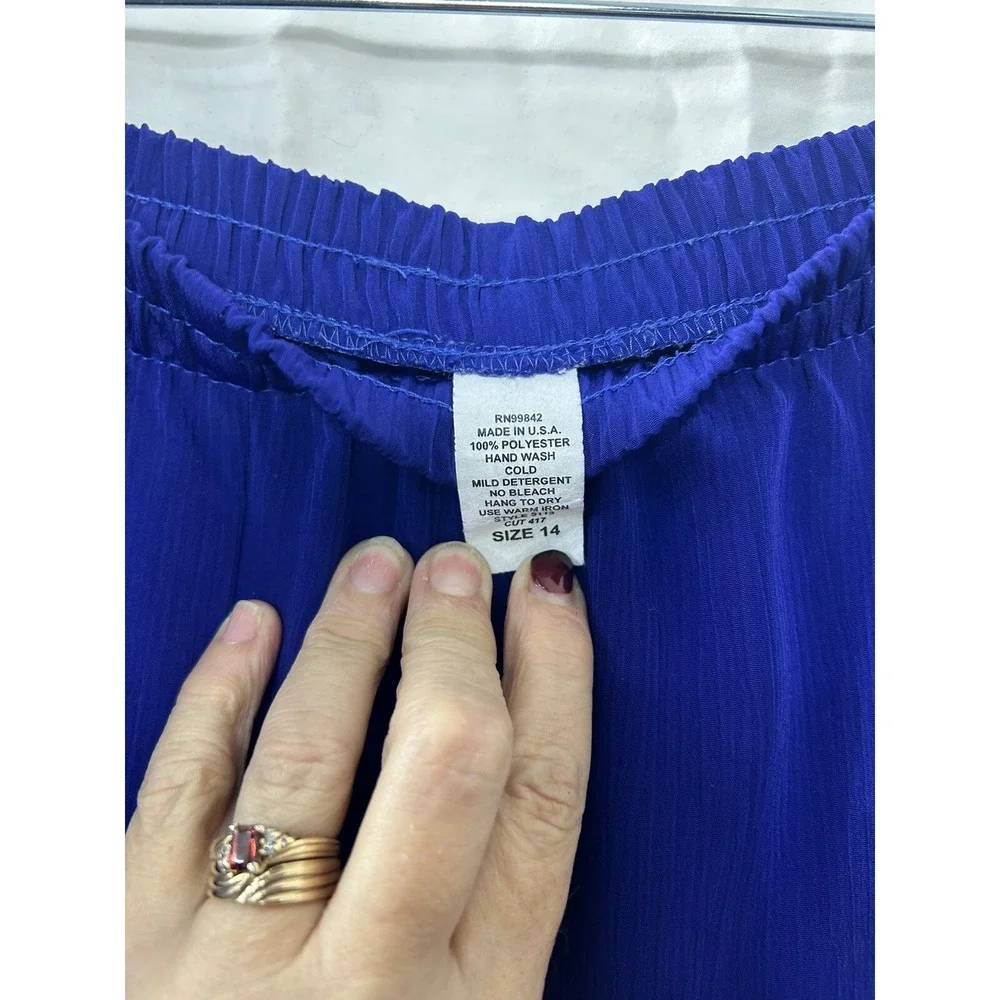 Jones of Dallas Womens Vintage Royal Blue 2 Piece Tunic‎ and Pants Set Size 14